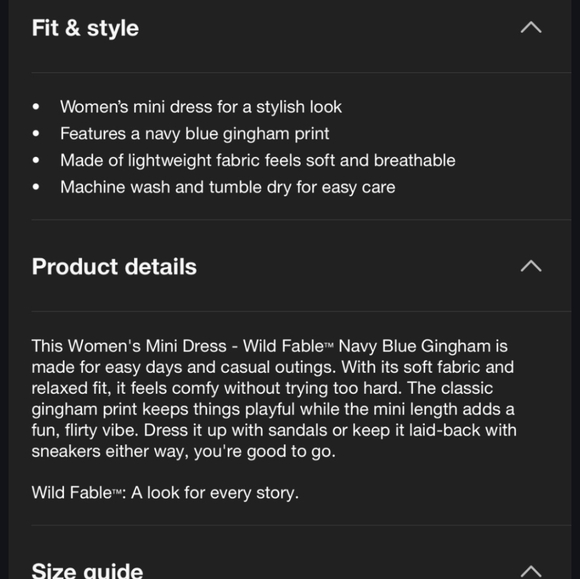 Wild Fable Navy Blue Gingham Mini Dress - Picture 4 of 4